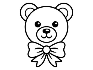 Fototapeta premium Illustration of a teddy bear with a bow tie in black and white