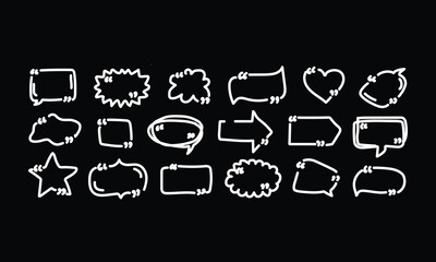 White Speech Bubbles and Icons on Black Background