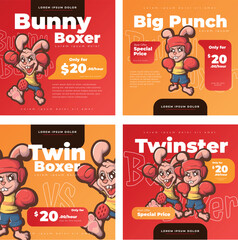 Fototapeta premium Playful Boxing Bunny Character Social Media Posts