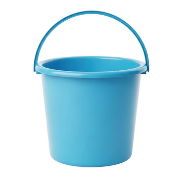A bright light blue plastic bucket with a sturdy handle, ready for diverse utility tasks
