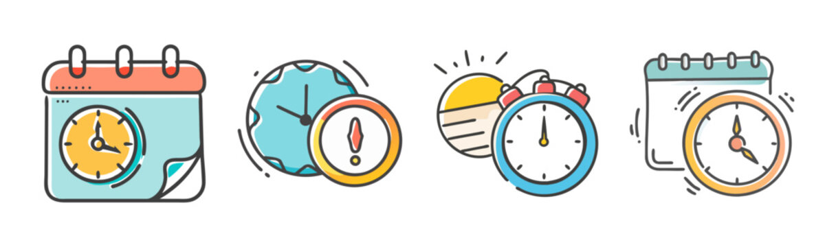 Essential time management and scheduling icons for effective planning and productivity
