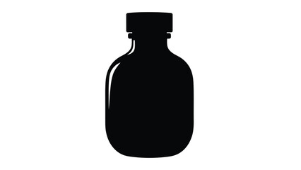Black silhouette of a medicine bottle isolated on white background