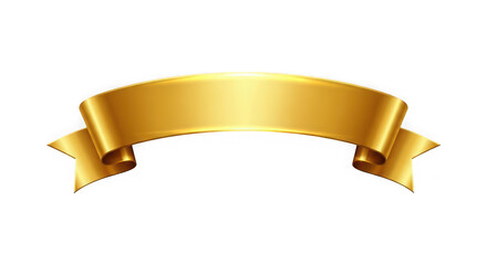 Golden ribbon banner with elegant curves, perfect for awards, celebrations, and festive designs, isolated on transparent background