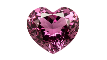 Pink heart shaped gemstone with many facets jewel precious stone