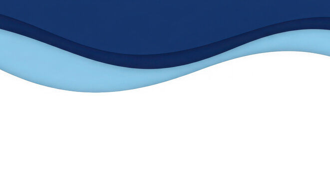 Abstract wavy blue and light blue layers creating a smooth, flowing design, isolated on transparent background