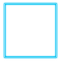 Blue Neon Glow Square Frame Vector Illustration on White Background
