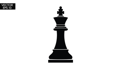 Obraz premium Black chess king piece silhouette vector illustration isolated on white background