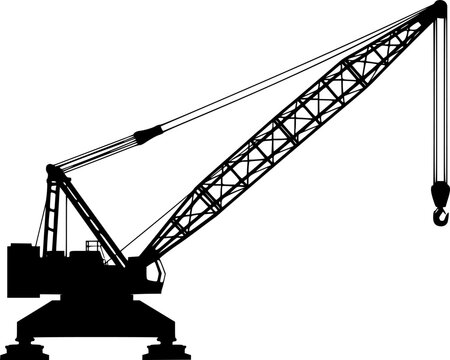 Harbor Crane Construction Machinery Vector Silhouette Icon