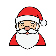 Cute cartoon Santa Claus head with a red hat, white beard, and closed eyes, smiling happily. Perfect for Christmas, holidays, and festive designs.