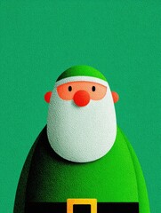 Stylized green Santa Claus with textured background
