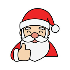 Cheerful cartoon Santa Claus giving a thumbs-up gesture, perfect for festive holiday designs, Christmas greetings, and seasonal promotions.