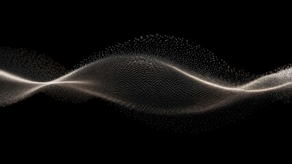 Abstract wavy lines of particles against a black background, suggesting energy