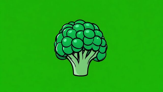 Broccoli Vegetable Illustration Animation on Green Screen Background