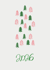 Merry Christmas and New Year card in a decorative frame trend of the year for festive projects, logos, stickers, invitations, scrapbooking, wall posters, social media, home, crafts and goods