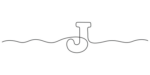 Minimalist, continuous line drawing of the letter J