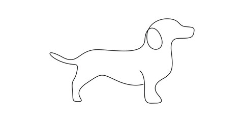Minimalist continuous one line drawing of a Dachshund dog vector illustration