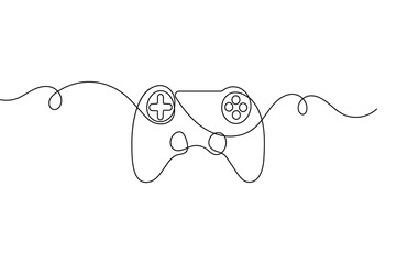 Obraz premium Game controller continuous line drawing simple gaming icon outline vector