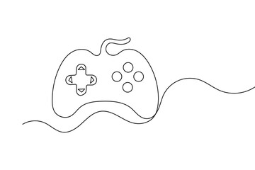 Game controller continuous line drawing simple gaming icon outline vector