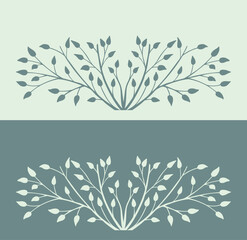 Spring background, frame of floral tree branch, leaf, plants. Elegant, stylish elements for Decoration. Hand drawing doodles of vintage botanical elements.