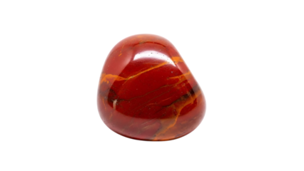 Polished Red Jasper Stone with Orange Veins on Black