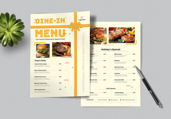 Modern Dine In Food Menu Design Template
