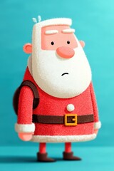 Textured 3D cartoon character in red suit with white beard.