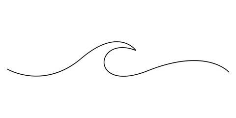 Minimalist line-art illustration of an ocean wave. Continuous single-line art style ocean or sea wave concepts for tattoo designs