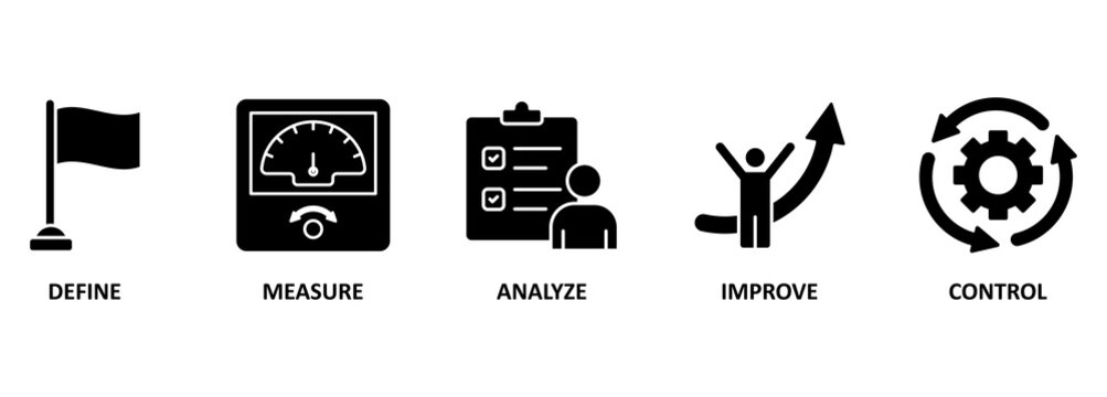 Banner lean six sigma vector illustration concept with keywords and icons 