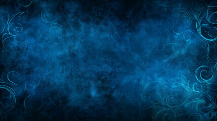 Obraz premium Dark Blue Decorative Background with Swirls and Texture – Elegant Grunge Style Template