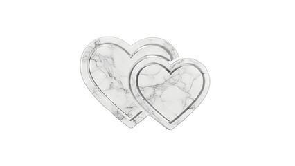 Marble Hearts Overlapping on White Background