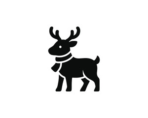 Cute Reindeer Wearing Scarf Vector Logo Design