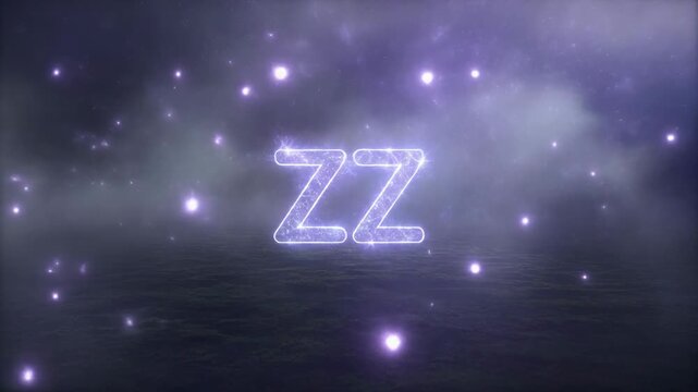 Glowing Blue Zz Letters Over Dark Rippling Water with Starry Sky Background