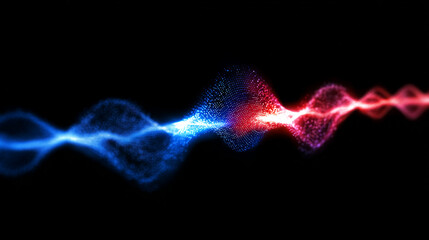 Abstract light wave energy particle flow on black background animation