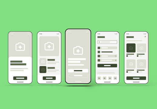Modern Minimal Mobile App UI UX Wireframe Kit