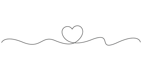 Heart vector valentine day design, continuous one line drawing love symbol vector illustration