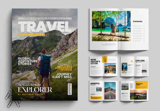 Wanderlust Explorer With Modern Travel Magazine Template