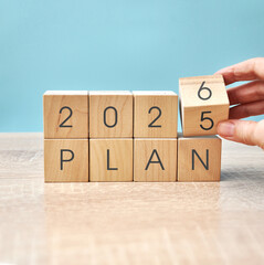 2026 New Year Planning Concept with Wooden Letter Blocks
