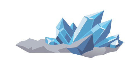 Blue crystal cluster on rock