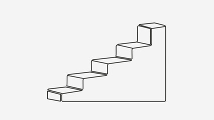 Minimalistic Line Art Illustration of a Stairs Structure for Conceptual Design