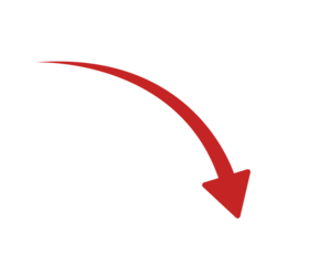 red curve arrow decline down graph icon