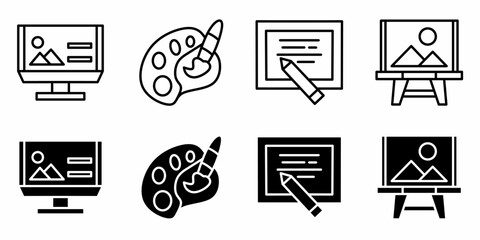 Graphic design. Vector collection of graphic design icon illustration. Black icon design.