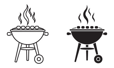 Barbecue Grill Icon Vector. Cooking, Outdoor, Food Symbol