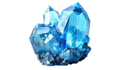 Fototapeta premium A stunning cluster of brilliant, icy-blue crystalline structures, radiating light and energy on a stark black background