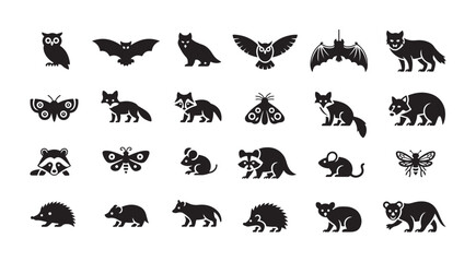 Set of forest animals icons isolated on white background. flat vector illustration collection