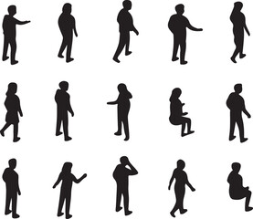 Axonometric people icon set silhouette vector illustration