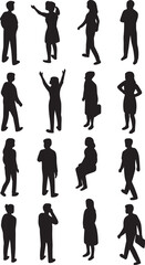 Axonometric people icon set silhouette vector illustrations