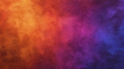Gradient background with textured surface in warm orange fading to cool blue and purple hues for abstract design and artistic wallpaper.