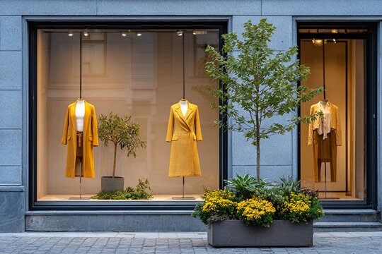 Display of clothing outside store on city street