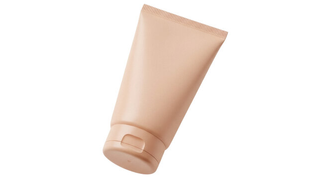 Beige cosmetic cream tube isolated PNG, skincare product mockup for beauty and personal care packaging design