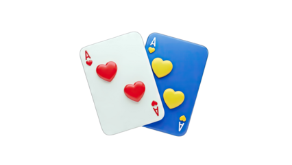 Ace of Hearts and Ace of Hearts Playing Cards on White Background